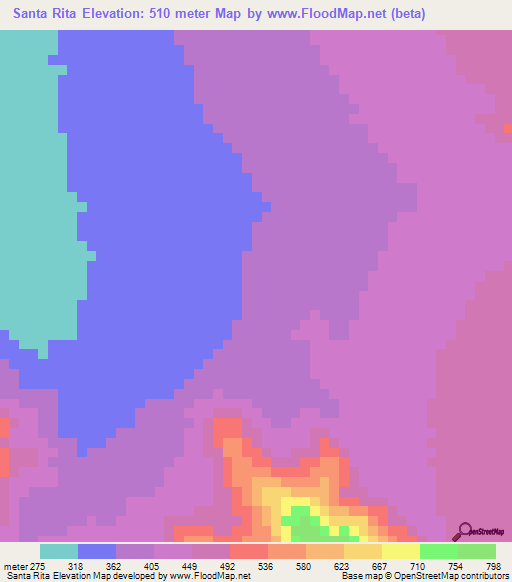 Santa Rita,Peru Elevation Map