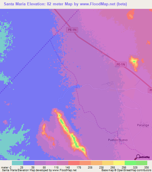 Santa Maria,Peru Elevation Map