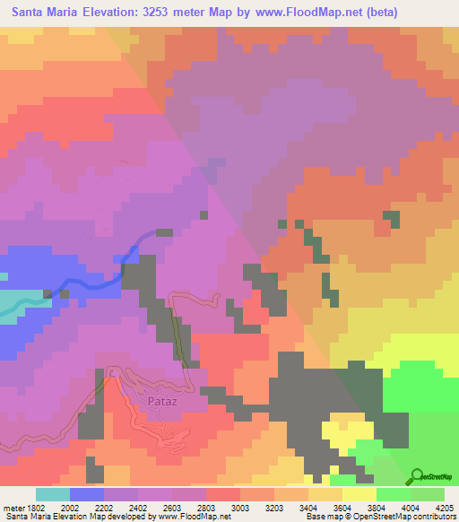 Santa Maria,Peru Elevation Map