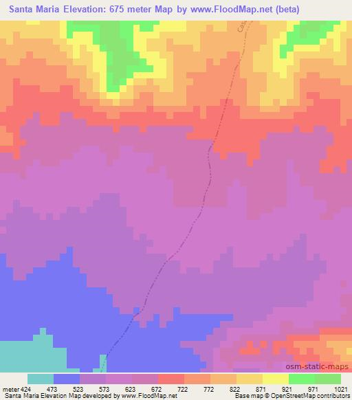 Santa Maria,Peru Elevation Map