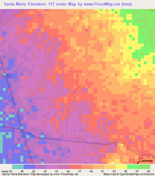 Santa Maria,Peru Elevation Map