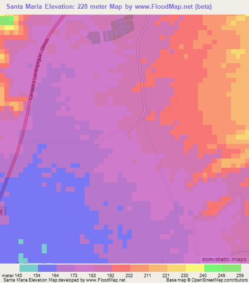 Santa Maria,Peru Elevation Map