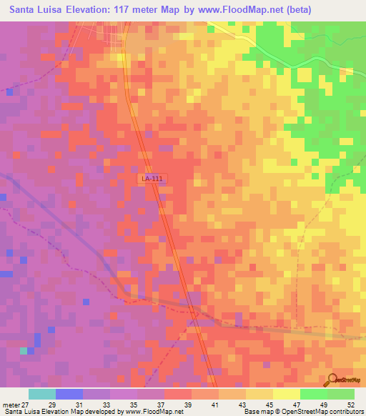 Santa Luisa,Peru Elevation Map