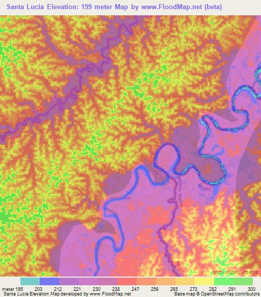Santa Lucia,Peru Elevation Map