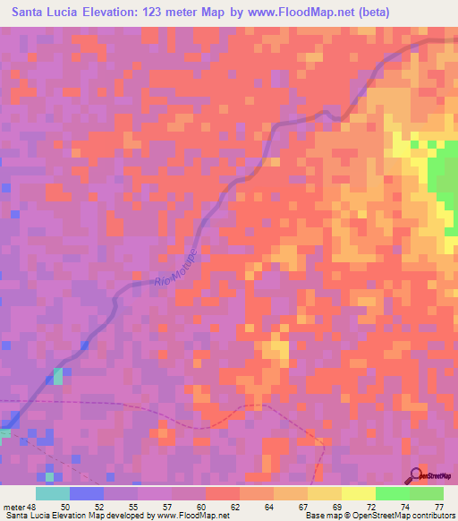 Santa Lucia,Peru Elevation Map