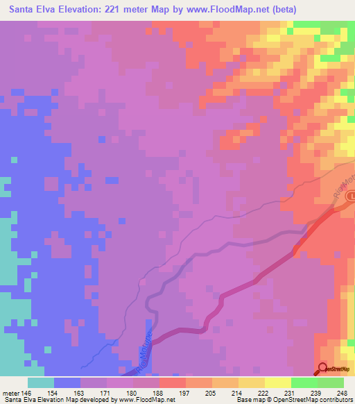Santa Elva,Peru Elevation Map