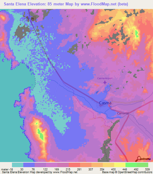 Santa Elena,Peru Elevation Map