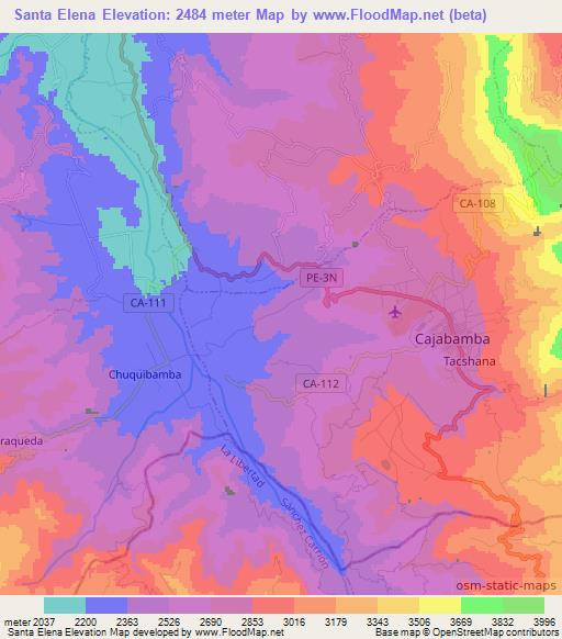 Santa Elena,Peru Elevation Map