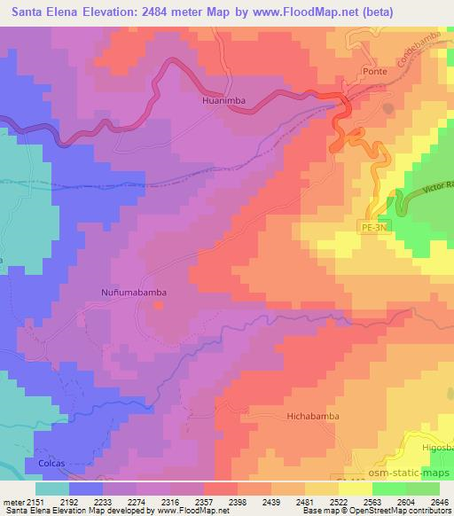 Santa Elena,Peru Elevation Map