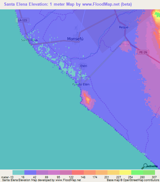 Santa Elena,Peru Elevation Map