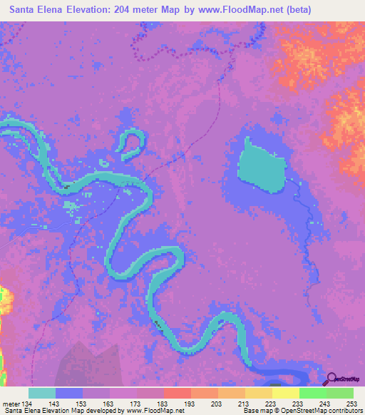 Santa Elena,Peru Elevation Map
