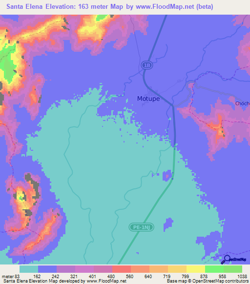 Santa Elena,Peru Elevation Map