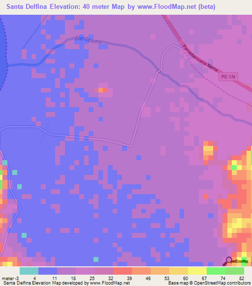Santa Delfina,Peru Elevation Map