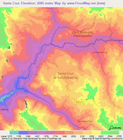 Santa Cruz,Peru Elevation Map