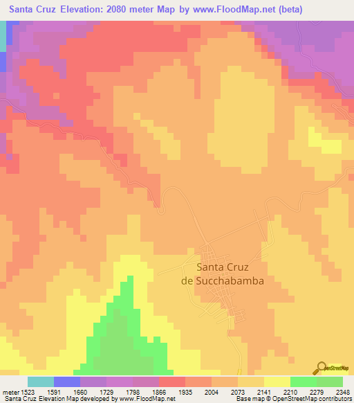 Santa Cruz,Peru Elevation Map