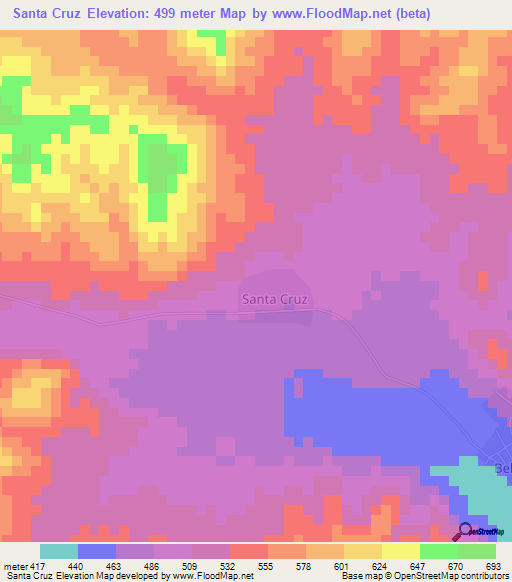 Santa Cruz,Peru Elevation Map