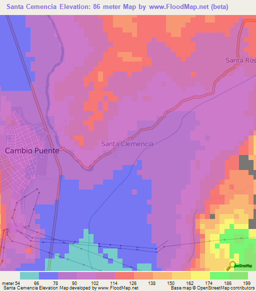 Santa Cemencia,Peru Elevation Map