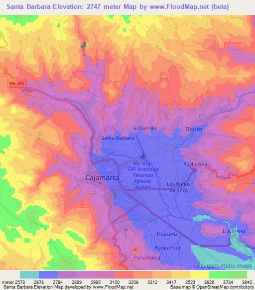 Santa Barbara,Peru Elevation Map