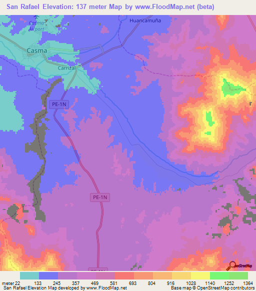 San Rafael,Peru Elevation Map