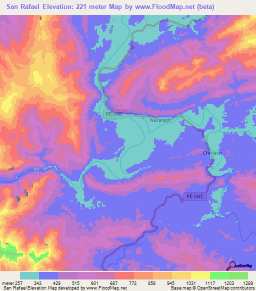 San Rafael,Peru Elevation Map