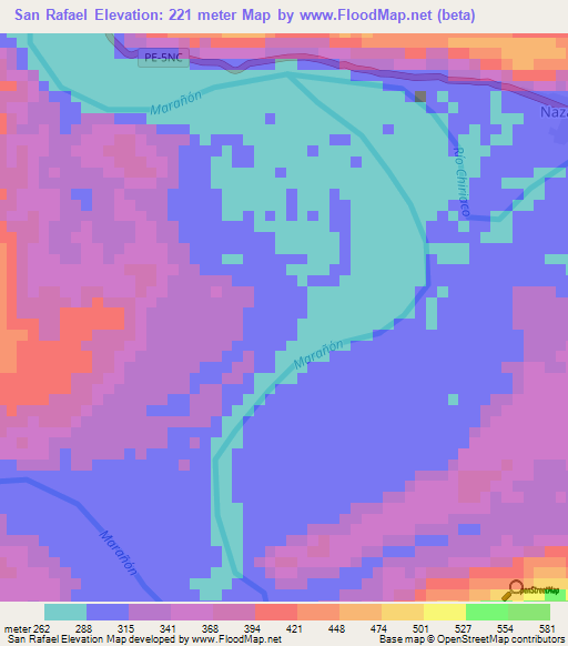 San Rafael,Peru Elevation Map