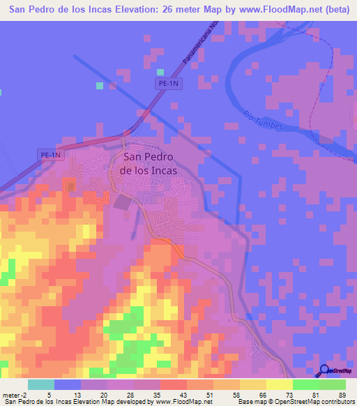 San Pedro de los Incas,Peru Elevation Map