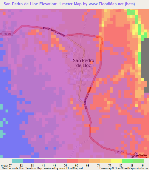San Pedro de Lloc,Peru Elevation Map