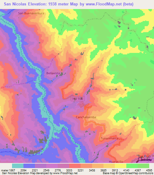 San Nicolas,Peru Elevation Map