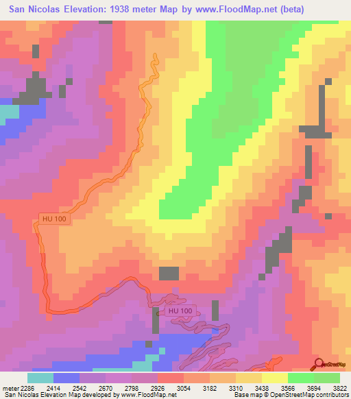 San Nicolas,Peru Elevation Map