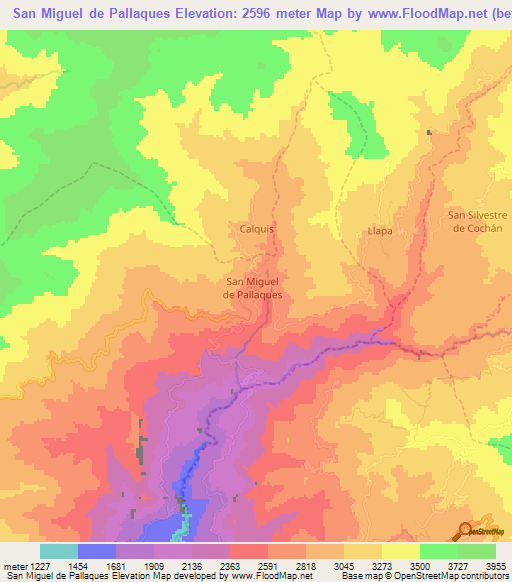 San Miguel de Pallaques,Peru Elevation Map