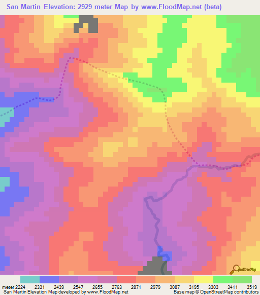 San Martin,Peru Elevation Map