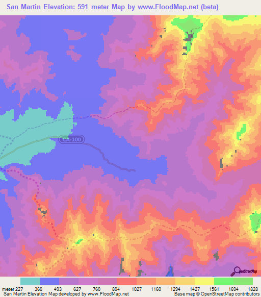 San Martin,Peru Elevation Map
