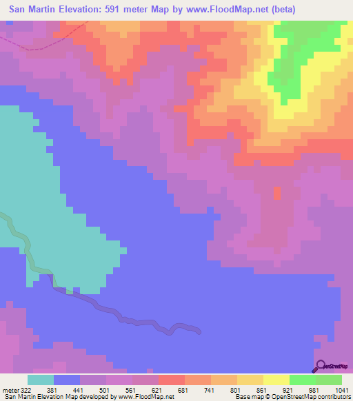 San Martin,Peru Elevation Map