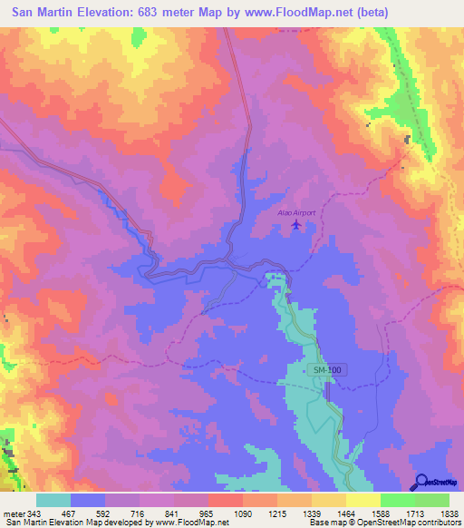 San Martin,Peru Elevation Map
