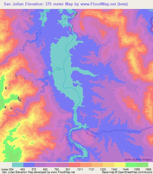 San Julian,Peru Elevation Map
