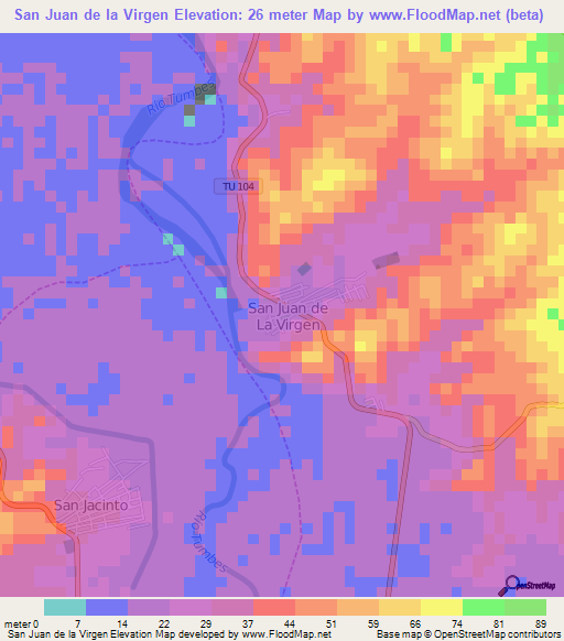 San Juan de la Virgen,Peru Elevation Map