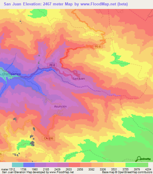 San Juan,Peru Elevation Map