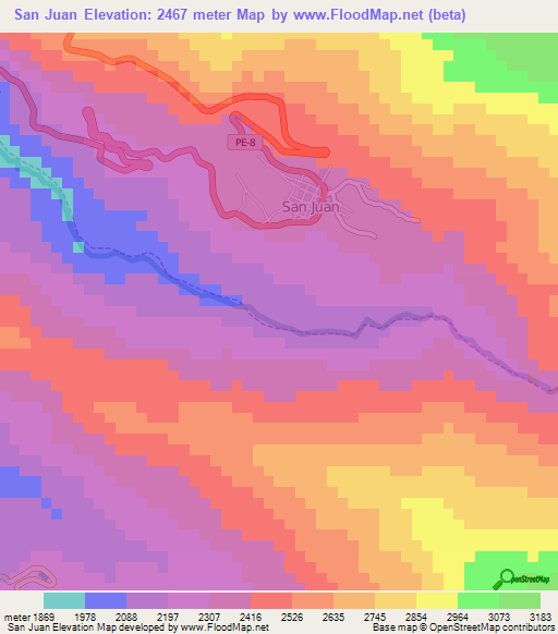 San Juan,Peru Elevation Map
