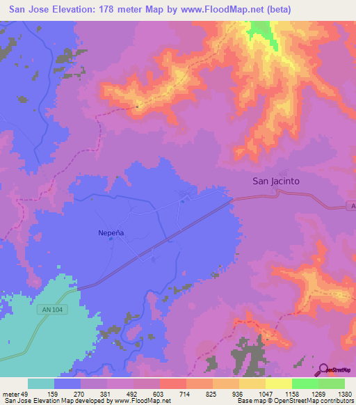 San Jose,Peru Elevation Map