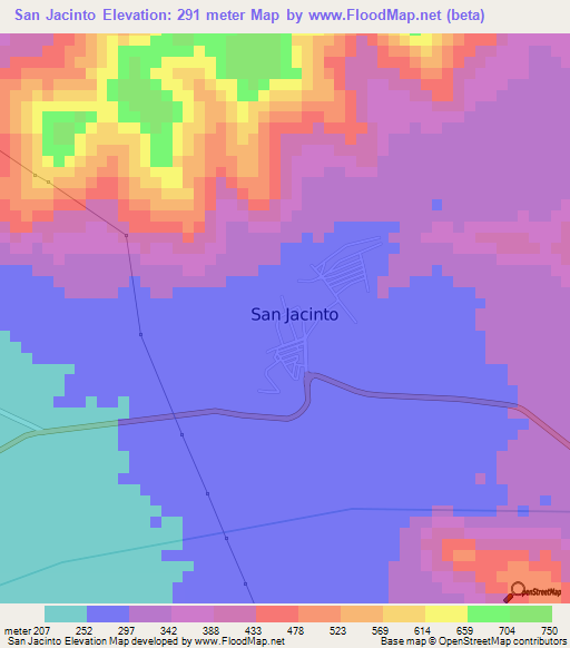 San Jacinto,Peru Elevation Map