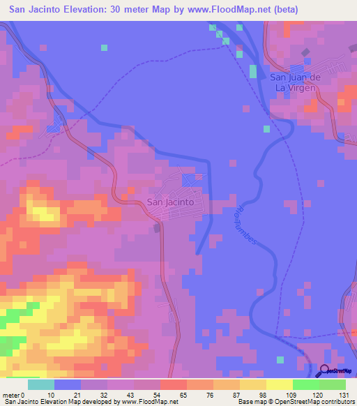 San Jacinto,Peru Elevation Map
