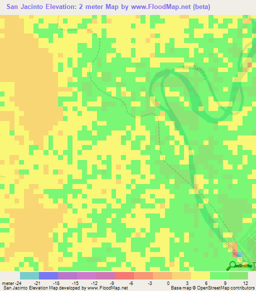 San Jacinto,Peru Elevation Map
