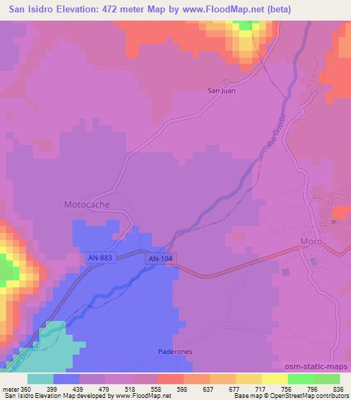 San Isidro,Peru Elevation Map