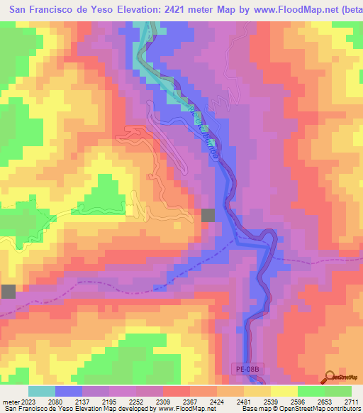 San Francisco de Yeso,Peru Elevation Map