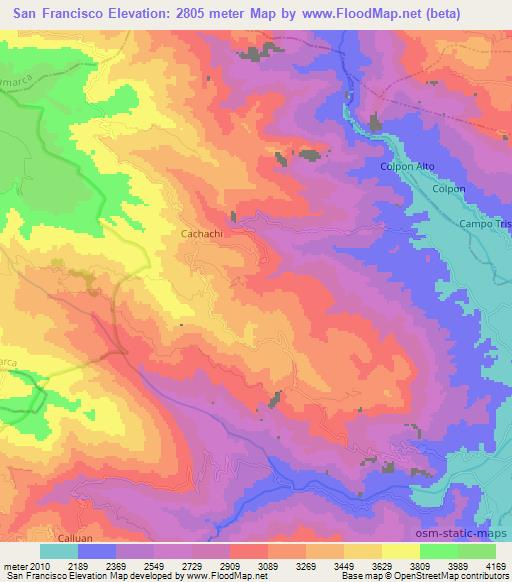 San Francisco,Peru Elevation Map