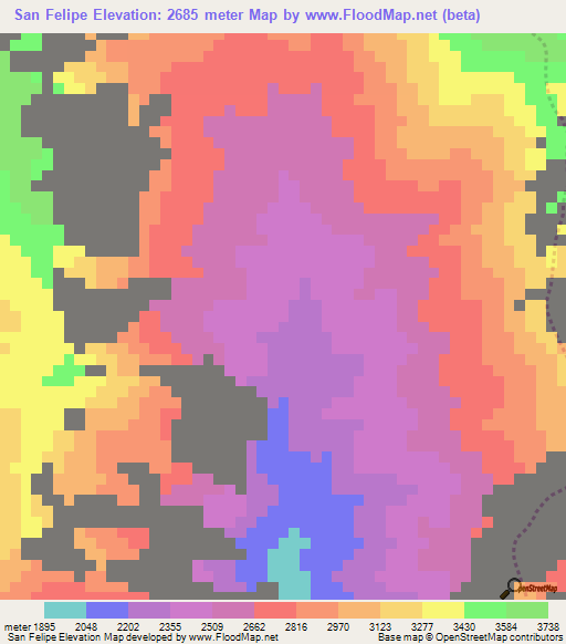 San Felipe,Peru Elevation Map