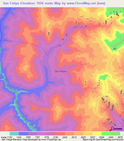San Felipe,Peru Elevation Map