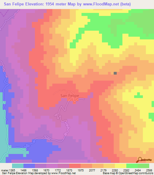 San Felipe,Peru Elevation Map