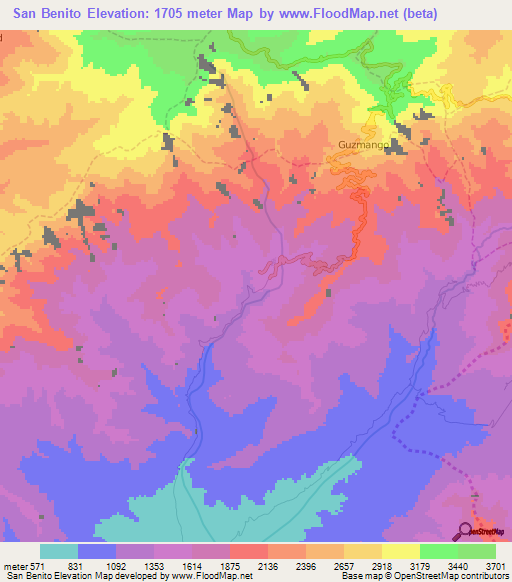 San Benito,Peru Elevation Map