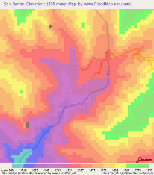 San Benito,Peru Elevation Map